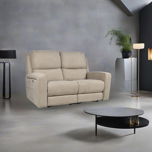 Divano recliner elettrici Claus 2 posti in tessuto colore tortora Effezeta