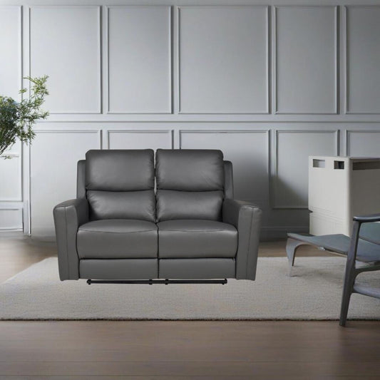 Divano recliner elettrici Claus 2 posti in vera pelle colore grigio scuro Effezeta