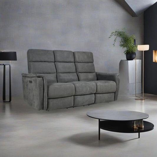 Divano recliner elettrici Faber 3 posti in tessuto grigio scuro Effezeta