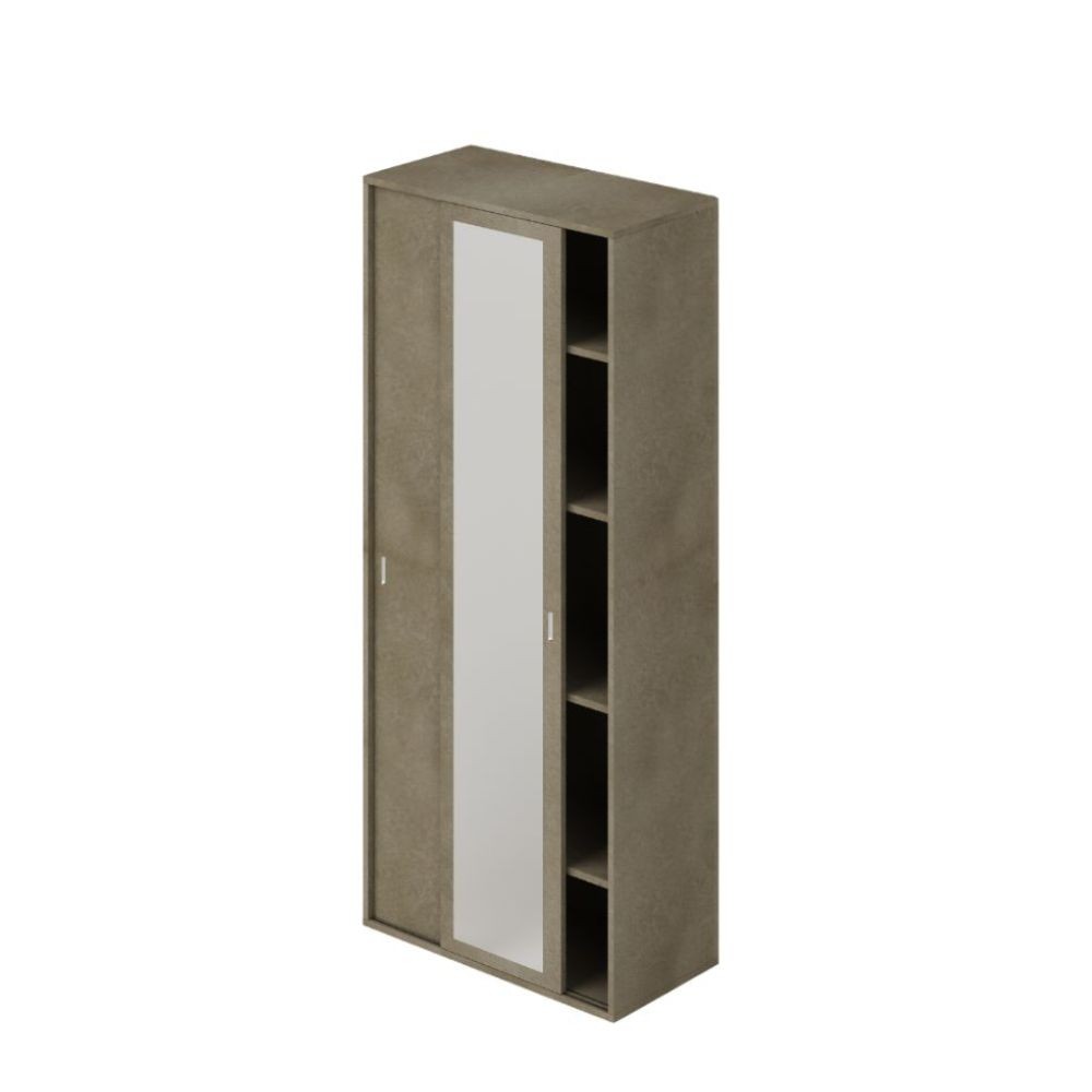 Ingresso modulo da 90 ante scorrevoli 1 anta argilla e 1 anta specchio con ripiani Effezeta