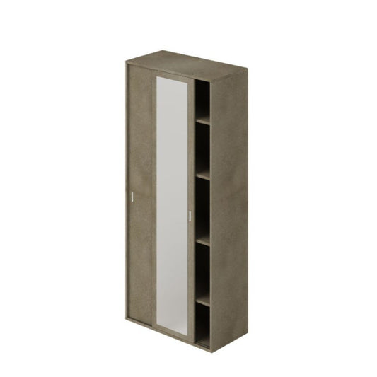 Ingresso modulo da 90 ante scorrevoli 1 anta argilla e 1 anta specchio con ripiani Effezeta