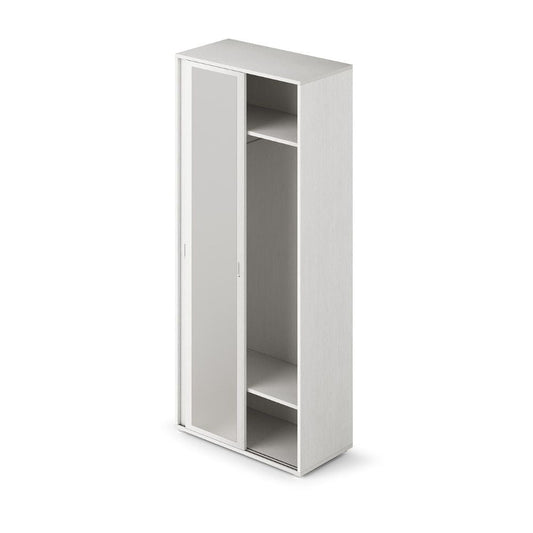 Ingresso modulo da 90 ante scorrevoli 1 anta bianco frassinato e 1 anta a specchio con appendiabiti Effezeta