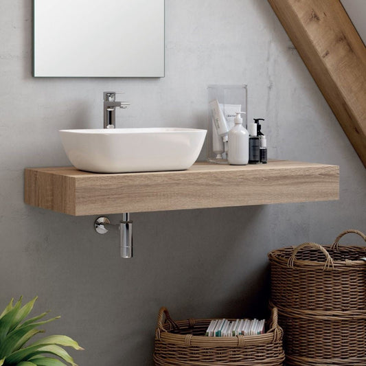 Mensola d'appoggio Ely per lavabo colore rovere cambrian 120x45x12 cm. Effezeta
