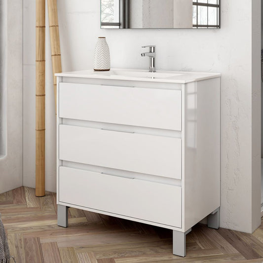Mobile bagno Bolton con 3 cassetti 80x45x84 cm colore bianco Effezeta