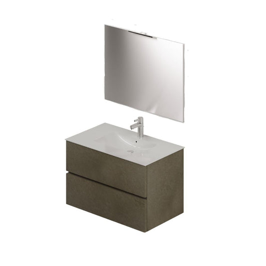 Mobile bagno con lavabo e specchio da 80 argilla Effezeta