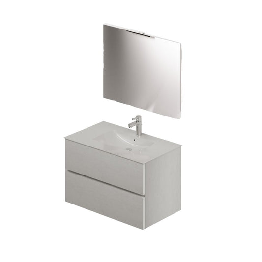 Mobile bagno con lavabo e specchio da 80 bianco frassinato Effezeta
