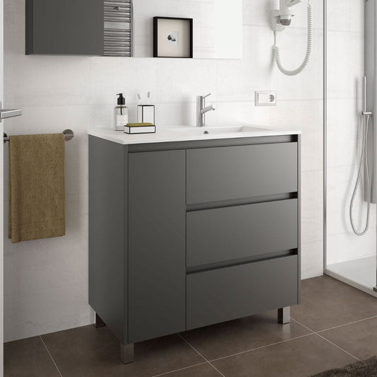 Mobile bagno Margot grigio opaco con lavabo 3 cassetti 85,5x44x86h Effezeta
