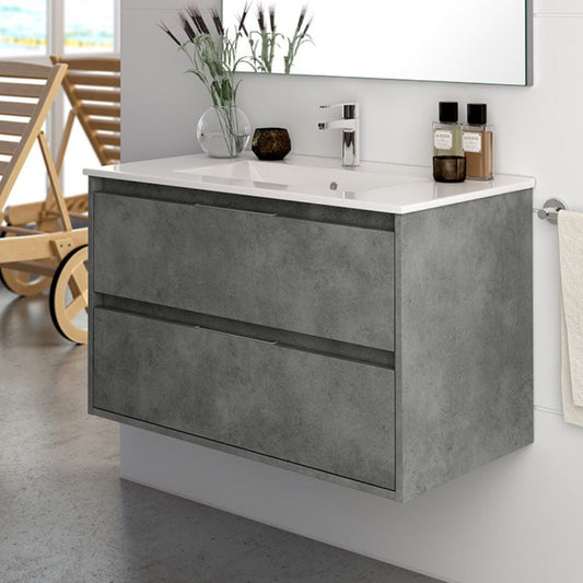 Mobile bagno sospeso Bolton con 2 cassetti 60x45x48 cm colore cemento Effezeta