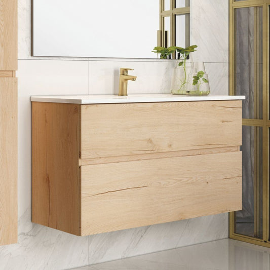 Mobile bagno sospeso Londres con due cassetti 100x45x59 cm colore rovere Effezeta