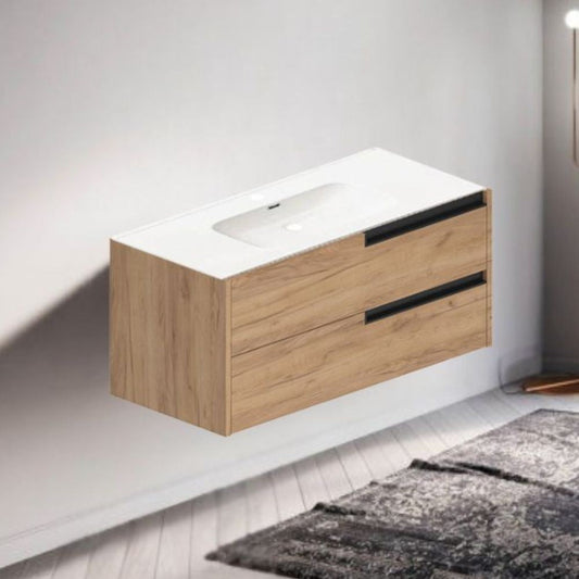 Mobile bagno sospeso Modular con due cassettoni 100x45x50 cm colore rovere miele Effezeta