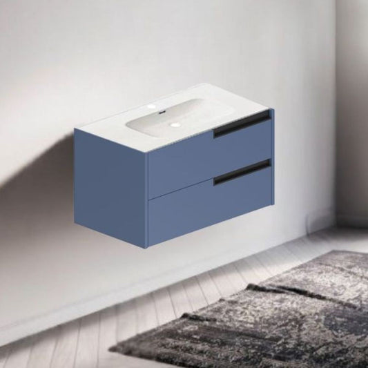 Mobile bagno sospeso Modular con due cassettoni 80x45x50 cm colore azzurro Effezeta