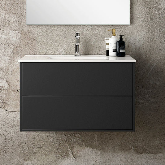 Mobile bagno sospeso Push con due cassettoni 80x45x48 colore nero opaco Effezeta