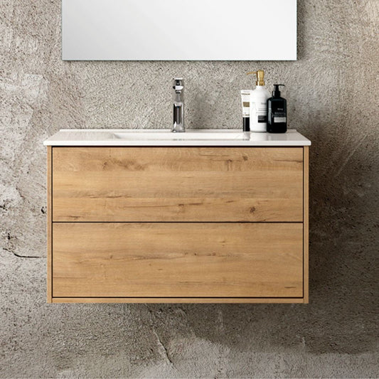 Mobile bagno sospeso Push con due cassettoni 80x45x48 colore rovere quercia Effezeta