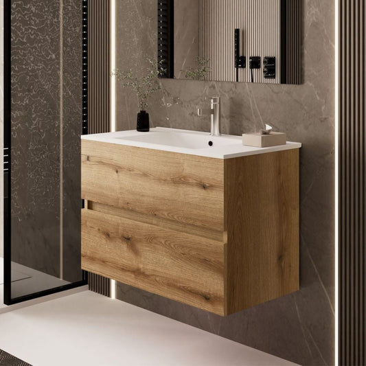 Mobile bagno sospeso Sevilla con 2 cassetti 100x44.6x52 cm colore rovere quercia Effezeta
