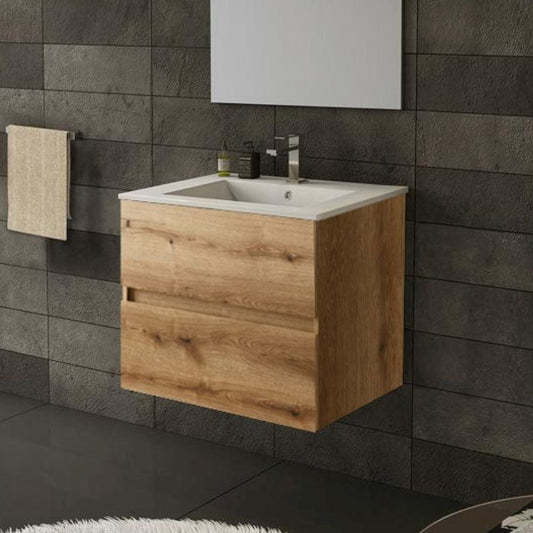 Mobile bagno sospeso Sevilla con 2 cassetti 60x44.6x52 cm colore rovere quercia Effezeta