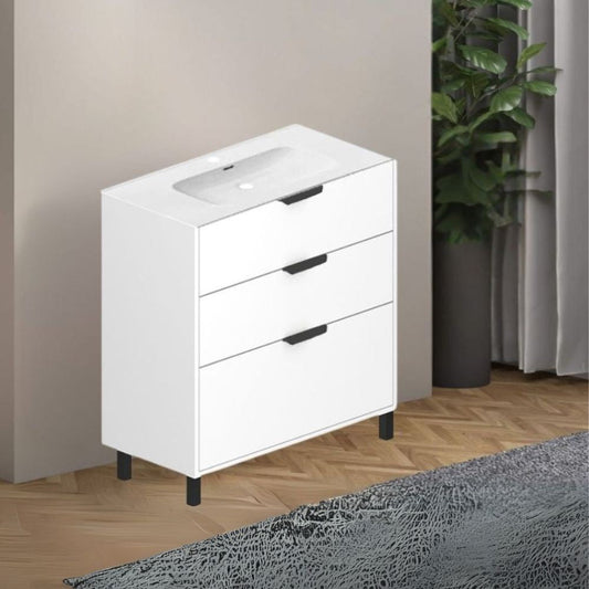 Mobile bagno Triana con 3 cassettoni colore bianco lucido Effezeta