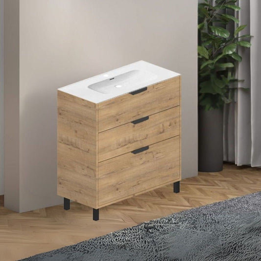 Mobile bagno Triana con 3 cassettoni colore rovere Effezeta