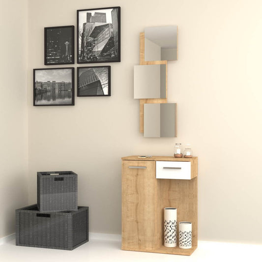 Mobile ingresso Lion con specchi anta e cassetto rovere bianco Effezeta
