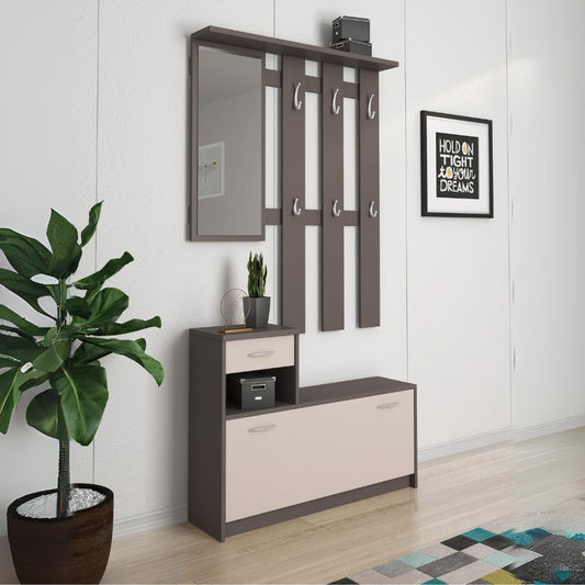 Mobile ingresso Rudolf con scarpiera colore grigio cobalto e cashmere Effezeta