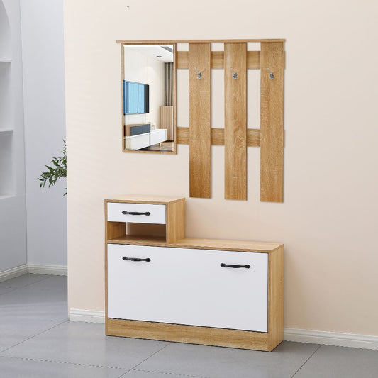Mobile ingresso Rudolf XL bianco effetto lucido e rovere con maniglie nere Effezeta