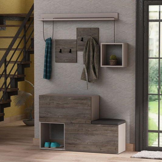 Mobile ingresso scarpiera Holdon colore tortora dark coffee Effezeta