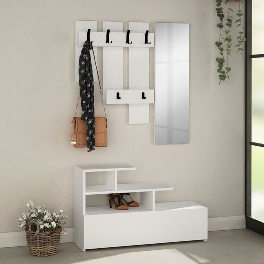 Mobile ingresso Vesty bianco con scarpiera e specchio Effezeta