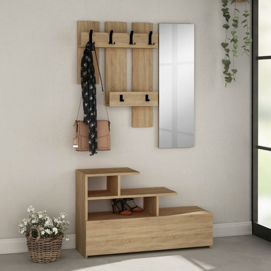 Mobile ingresso Vesty rovere oak con scarpiera e specchio Effezeta