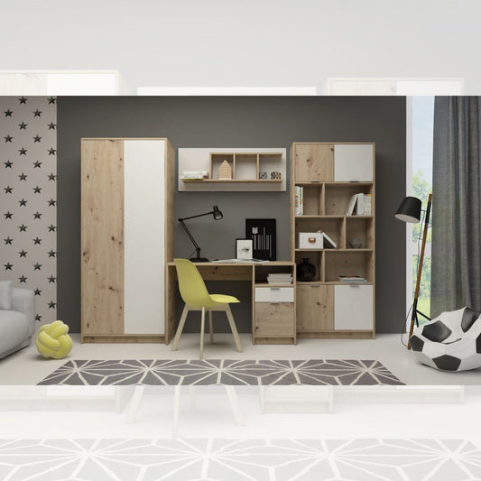 Parete attrezzata con scrivania Gap System colore rovere e bianco