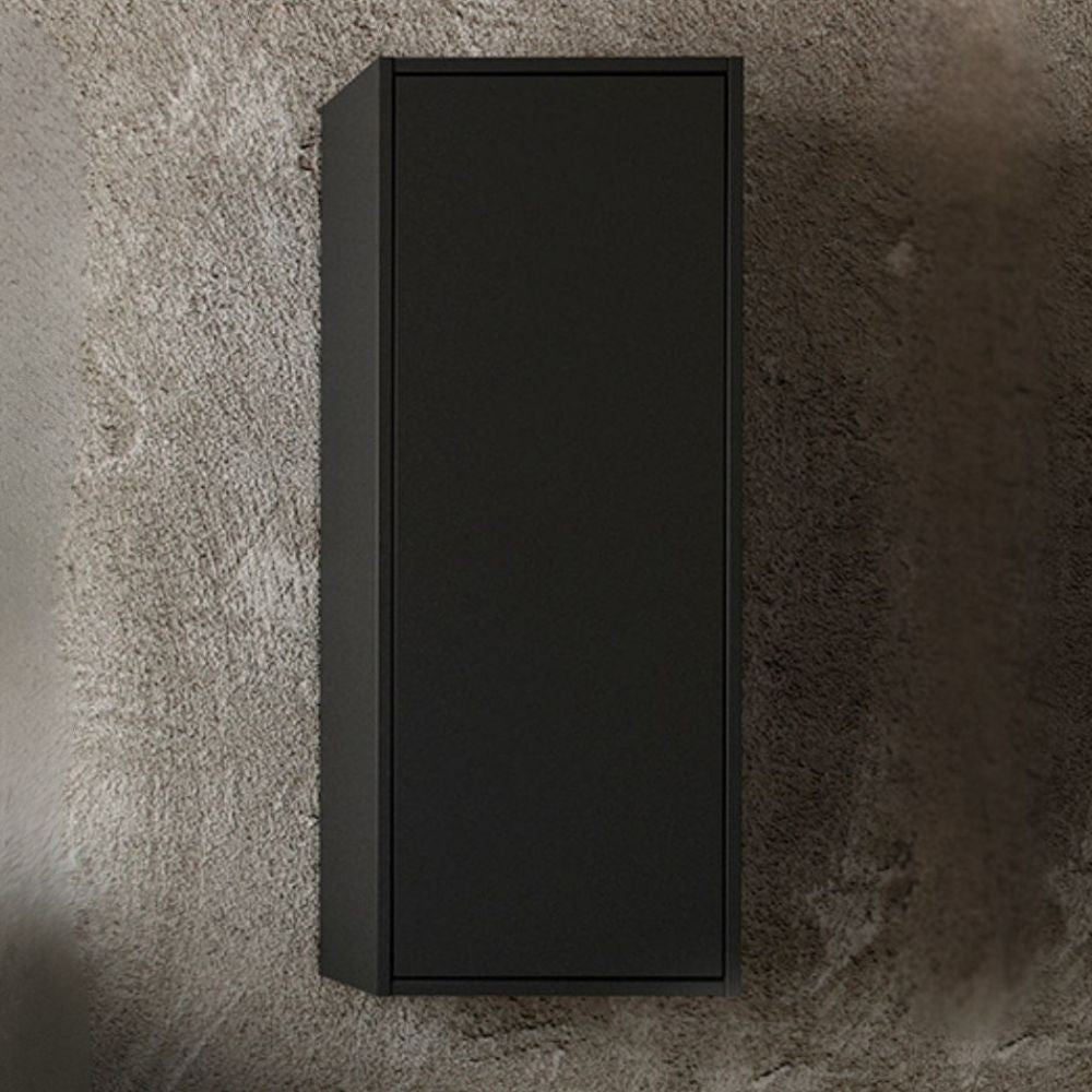 Pensile bagno Push 35x30.5x80 1 anta con 2 ripiani interni colore nero opaco Effezeta